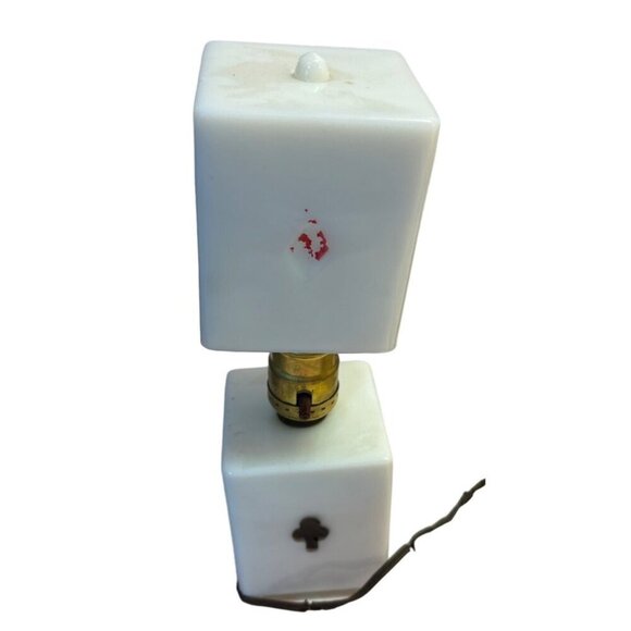 1930s Ceramic Houze Glass Co. Playing Card Lamp Milk Glass - Picture 4 of 7